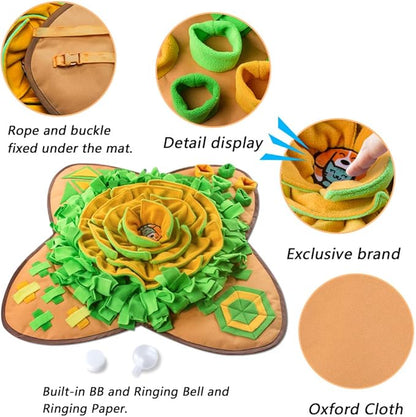 AWOOF Snuffle Mat Pet Dog Feeding Mat, 28''x28'' Interactive Dog Puzzle Toys Encourages Natural Foraging Skills