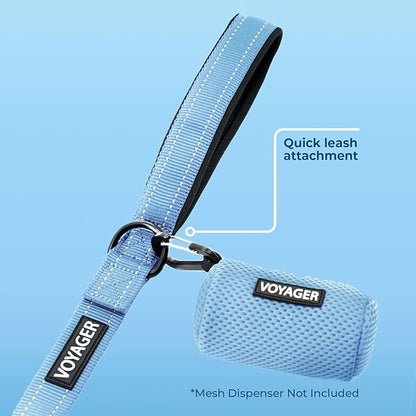 Best Pet Supplies Voyager Reflective Dog Leash or Collar with Neoprene Handle, for Small, Medium, and Large Breed Puppies, Cute and Heavy Duty for Walking, Running and Training - Baby Blue (Leash), S