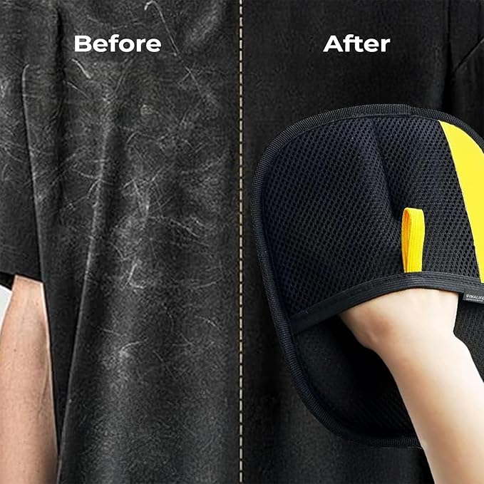 VIMALIFE Pet Hair Removal Glove for Dogs and Cats, Quick Cleaning Electrostatic Hair Remover, Reusable for Sofa, Carpet, Clothing & Car Seats, Easy Fur Cleaning Tool for Home & Travel, Yellow Black