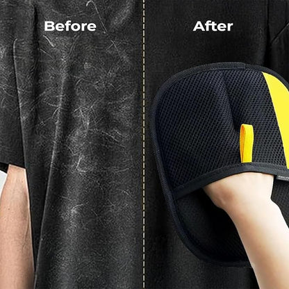VIMALIFE Pet Hair Removal Glove for Dogs and Cats, Quick Cleaning Electrostatic Hair Remover, Reusable for Sofa, Carpet, Clothing & Car Seats, Easy Fur Cleaning Tool for Home & Travel, Yellow Black