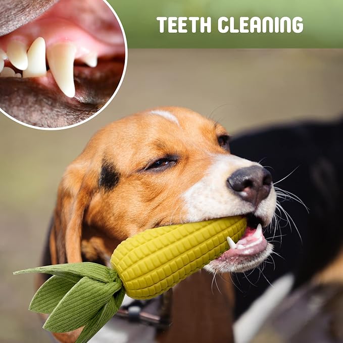 Dog Toys for Aggressive Chewers, Indestructible Tough Squeaky Corn Chew Toy for Large Medium Small Breed, Interactive Dog Toys to Keep Them Busy