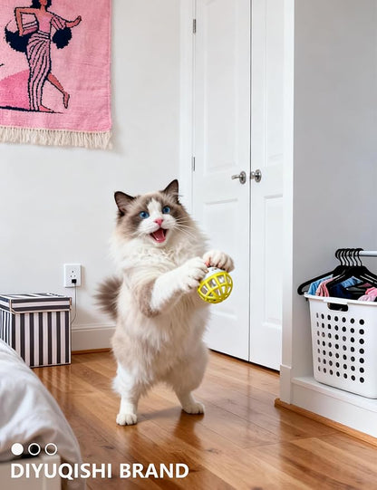 5 Pcs Cat Toy Balls with Bell for Indoor Kitten, 3 Styles PP Material Interactive Cat Toys for Kittens and Adult Cats (1.5'')