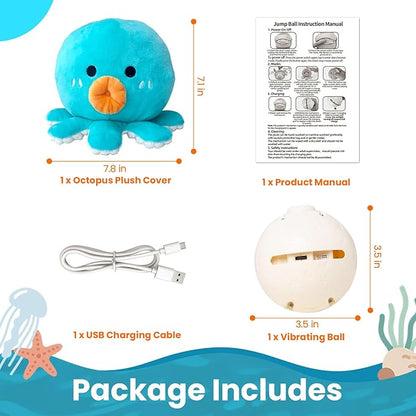 Interactive Dog Toys, [Newly Upgraded] Moving Dog Toy to Keep Them Busy, Bouncing Dogs Toy/Squeaky Rolling Ball with Jumping Music Talking Mode for Small Medium Large Dogs(Upgrade Octopus)