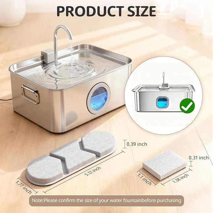 12 Packs Large Dogs Water Fountain Filters Specifically For The Models DYSJ01/FW120/WF160 With Capacities Of 4.2Gal/16L And 410oz/3.2Gal/12L Design And Production (12 Filters&12 Sponges)