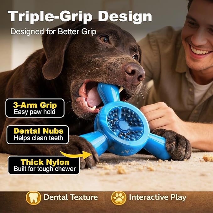 Dog Chew Toy for Aggressive Chewers – Tough Nylon Dog Toy for Teething Small Breeds, Durable Puppy Bone for Teeth Cleaning & Boredom Relief, Ideal Dog Birthday Gift,Sky Blue
