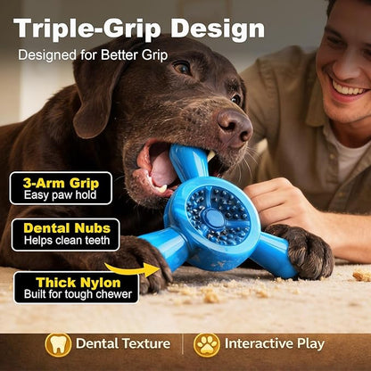 Dog Chew Toy for Aggressive Chewers – Tough Nylon Dog Toy for Teething Small Breeds, Durable Puppy Bone for Teeth Cleaning & Boredom Relief, Ideal Dog Birthday Gift,Sky Blue
