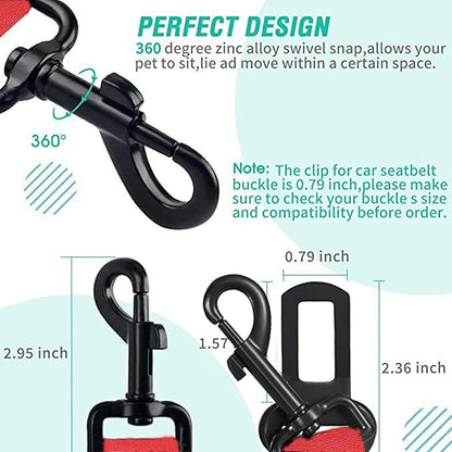 Dog Seat Belt for Car, Retractable Adjustable Nylon Pet Seatbelts for Vehicle Headrests, Elastic & Durable Car Harness, Dogs Leash Accessories for Bicycles (Only Leash Red)