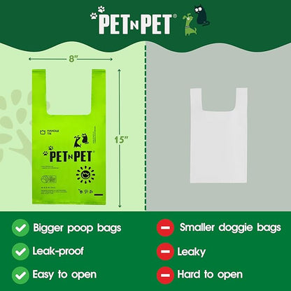 Pet N Pet 800 Counts Unscented Dog Poop Bags Rolls with Tie Handles, 41% Plant Based & 59% PE Poop Bags for Dogs, Extra-Thick Doggie Poo Bag, Pet Waste Bag