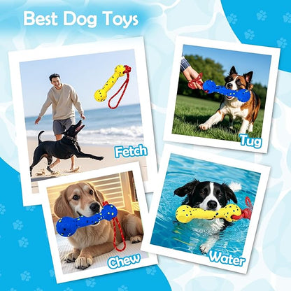 BABORUI Floating Dog Pool Toy – Durable E-TPU Dog Water Toy for Fetch & Chew, Bright Floating Dogs Toys for Pool, Beach & Outdoor Play – Dogs Beach Essentials (Yellow & Blue Stick)