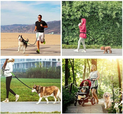 Heavy Duty Dog Leash with Bungee Traffic Handle Dog Leash Reflective Dog Leash with Double Padded Handles - Durable Dog Leash for Small Medium Large Dogs Training Walking 4ft (Black)