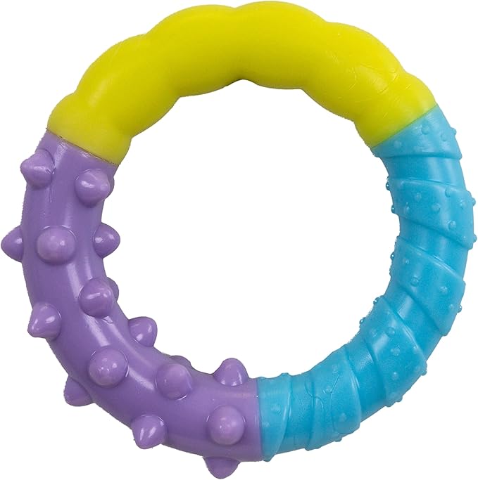 Grow-with-Me Ring Dog Chew Toy, Durable Rubber, 3 Texture Zones, Teething Puppies & Small Dogs, 4.7”