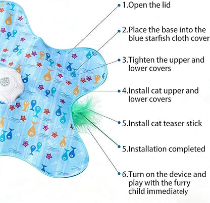 Interactive Cat Toys Rechargeable,Moving Concealed Feathers,Real Mouse Squeaky,Touch Activated Cat Kitten Toy Exercise Toys for Indoor Bored Adult Cats