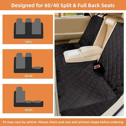 Bark Lover Dog Car Seat Cover for Back Seat, Waterproof Bench Backseat Protector, Nonslip Rear Seat Cover for Kids & Pets, Compatible with Middle Armrests, Fits Most Cars & Midsize SUVs