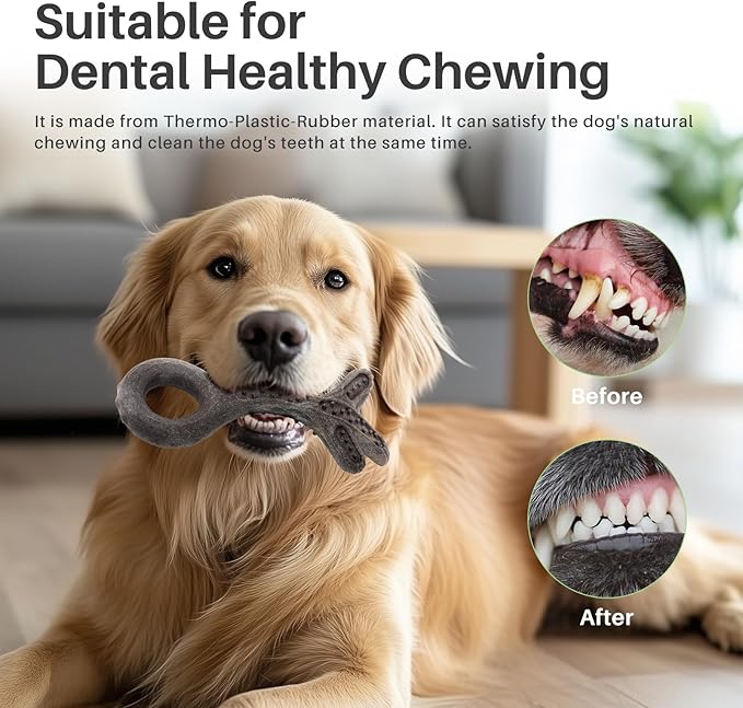 Gardner Pet 4-Pack Dog Chew Toy, Long Lasting Interactive Dog Toys Add Shredded Coconut Nylon+TPR,Teeth Cleaning and Training Toy for Medium/Large Breed,Bacon Flavor(Antler-L/S+Bone-S+Cookie)