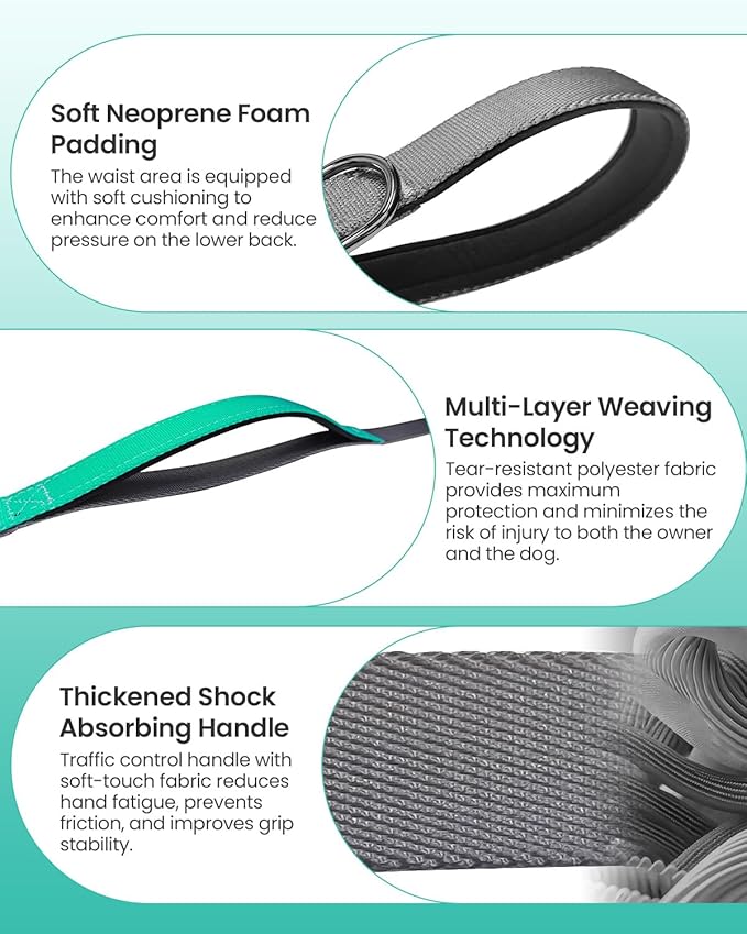 Hands Free Dog Leash, 5.1-8.9Ft Crossbody Long Leash, Waist Dog Belt for Small & Medium Dogs, City Walking & Running Outdoor Hiking &Travel etc. (Grey Green)