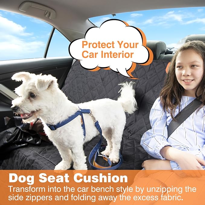 Car Hammock for Dogs Back Seat – 100% Waterproof Heavy Duty 600D Oxford Dog Backseat Cover, Scratch-Proof & Nonslip Dog Hammock for Car, Multi-use Back Seat Dog Hammock, and for Trucks & SUVs