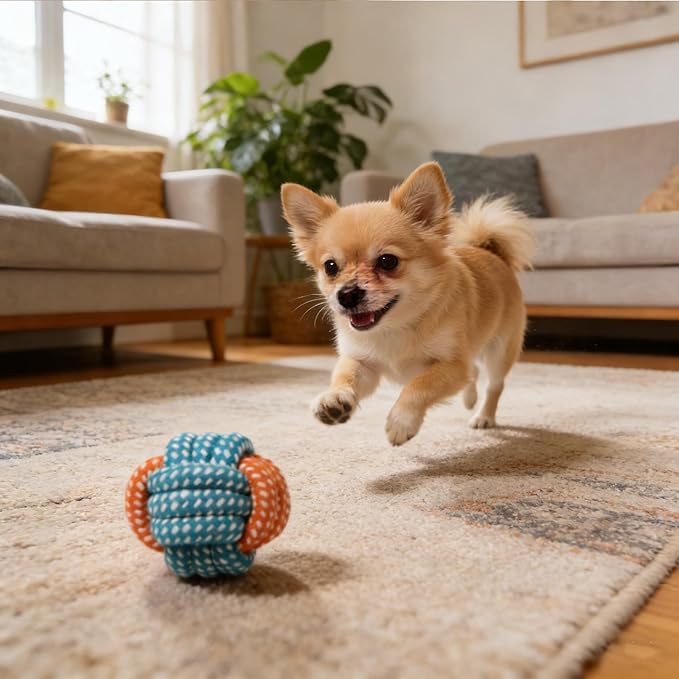 5-Pack Natural Cotton Rope Dog Chew Toys – Puppy Teething & Interactive Tug Toys for Small to Medium Dogs, Durable Knot Design for Aggressive Chewers