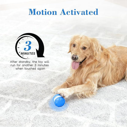 Interactive Dog Ball, Random Path Electric Automatic Moving and Rolling Dogs Toy with Rope for Small Medium Large Dogs, Motion-Activated Dog Stimulation Toy for Boredom Relief (Blue)
