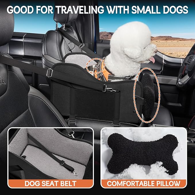 TKYZ Center Console Dog Car Seat,Pet Puppy Car Seat,Middle Console Dog Armrest Booster Seat for Small Dogs(Black)