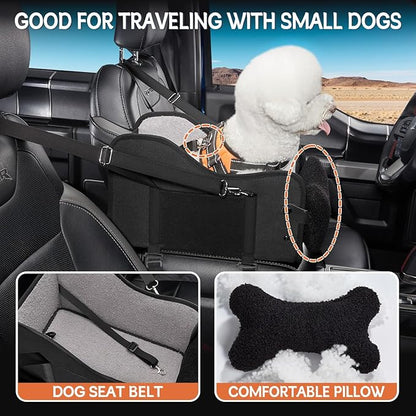 TKYZ Center Console Dog Car Seat,Pet Puppy Car Seat,Middle Console Dog Armrest Booster Seat for Small Dogs(Black)