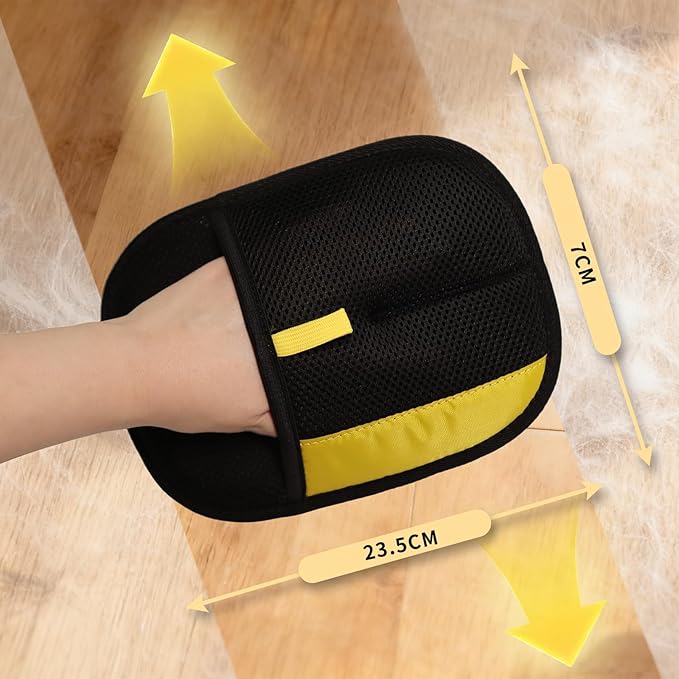 Pet Hair Removal Glove - Electrostatic Reusable Magic Brush Glove for Dog & Cat Hair Remover Glove on Sofa, Car Seats, Clothes & Bedding(Black)