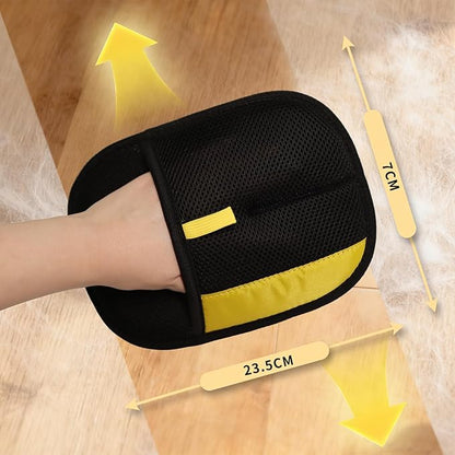 Pet Hair Removal Glove - Electrostatic Reusable Magic Brush Glove for Dog & Cat Hair Remover Glove on Sofa, Car Seats, Clothes & Bedding(Black)
