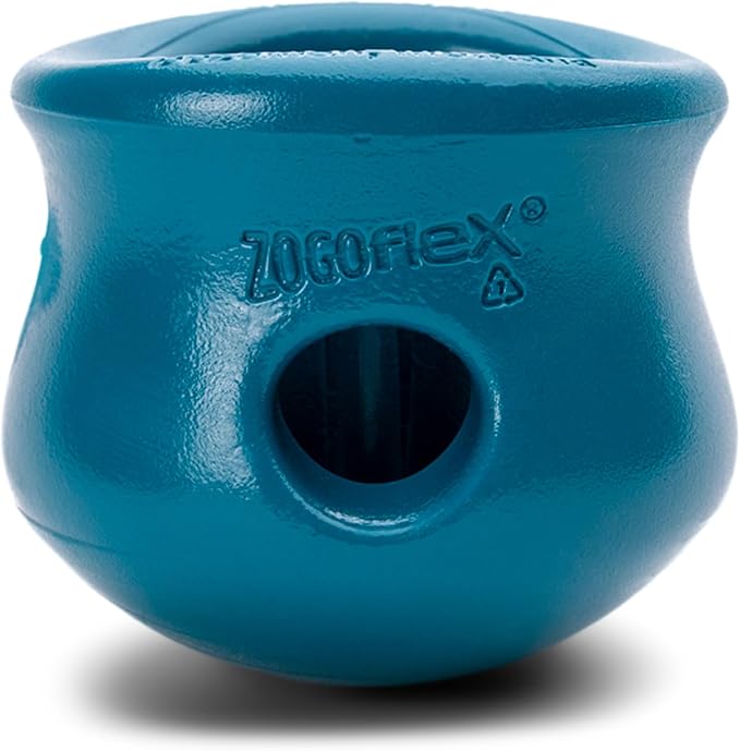 WEST PAW Zogoflex Toppl Interactive Treat Dispensing Puzzle Dog Toy for Mental Stimulation & Enrichment-Holds Kibble & Treats-Lickable, Freezable & Dishwasher Safe-Made in USA-Small-River