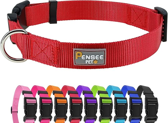 Red Dog Collar Basic Adjustable Dog Collars for Puppy Small Medium Large Dogs Girls with Breathable Quick Release Nylon Pet Collar