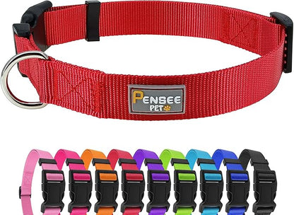Red Dog Collar Basic Adjustable Dog Collars for Puppy Small Medium Large Dogs Girls with Breathable Quick Release Nylon Pet Collar