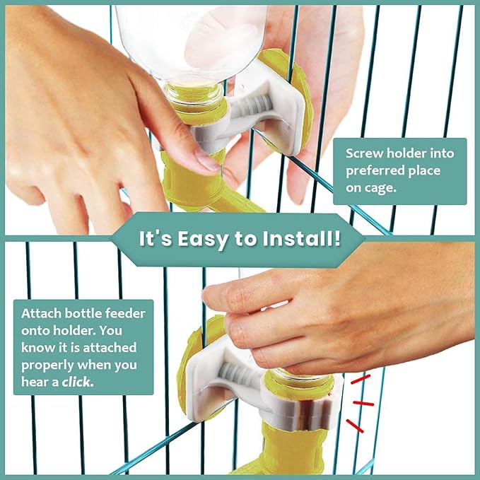 SunGrow 10 oz Guinea Pig & Hamster Pet Crate Water Bottle Dispenser, No Drip Dog Puppy & Cats Cage Kennel Wall Mount Water Dispenser/Feeder Bottle, Suitable for Kitten, Ferrets & Other Small Animals