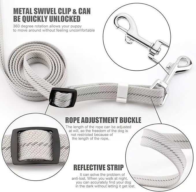 Hand Free Dog Leash Adjustable Length 4-6 ft with Reflective Stripor for Medium&Small Dogs Comfortable Handle and Sturdy Rope for Walking, Jogging and Running Your Dog (Yellow)