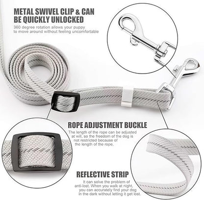 Hand Free Dog Leash Adjustable Length 4-6 ft with Reflective Stripor for Medium&Small Dogs Comfortable Handle and Sturdy Rope for Walking, Jogging and Running Your Dog (Yellow)