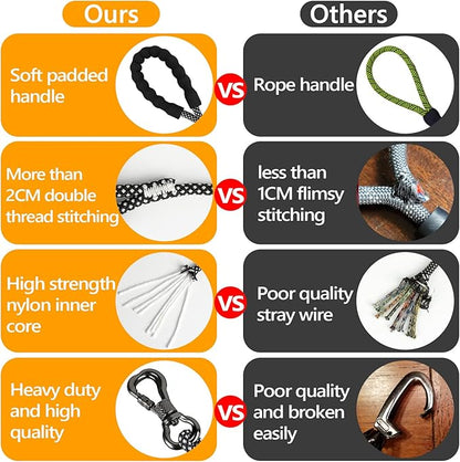 NTR Long Dog Leash, 50FT Check Cord with Swivel Lockable Hook and Comfortable Padded Handle for Dog Leash for Small Medium and Large Dogs Walking Training Hiking Camping Playing