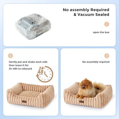Dog Bed Medium Size Dog - Large Rectangle Orthopedic Pet Bed with Fluffy Washable Cover and Anti-Slip Bottom, 30x24x9inches, Grey