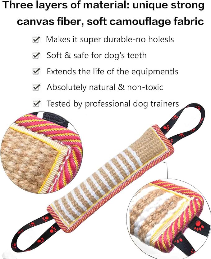 Clysoru Dog Tug Toy Tough Jute Bite Pillow Lasting Training Equipment Puppy to Large Dogs Interactive for Large and Small