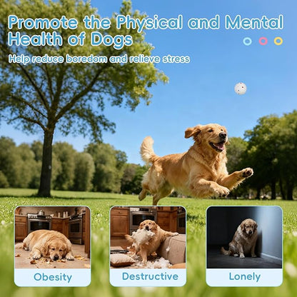FAHKNS Automatic Ball Launcher for Large Dogs: 40/60/80FT Distance Dog Ball Thrower with Remote Control, 3 Adjustable Distances & Random Mode, 8 Pack 2.5" E-TPU Balls Included