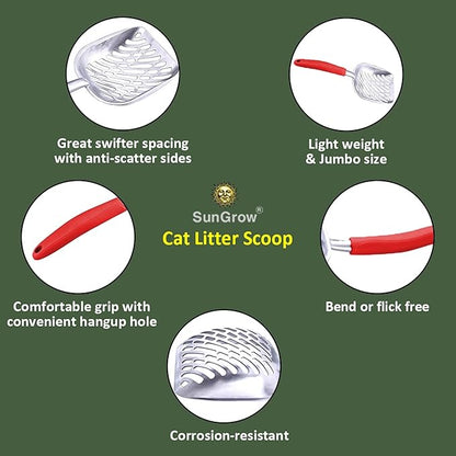SunGrow Large Cat Litter Scoop, Life Transforming Cat Scooper, Reduces Hand Fatigue, Saves Clear Litter, Makes Scooping Faster and Easier