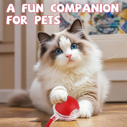 Automatic Interactive Cat Toys Ball, Motion Activated Kitten Toys with Twitchy Tail, 3 Speed Modes & Rechargeable Battery, Fun Indoor Cat Enrichment Toys for Small Medium Large Cats (Red)
