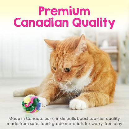 Cat Crinkle Balls 1.5 Inch | 4 Pack | Soft Lightweight Indoor Cat Toys with Durable Crinkle Build and Engaging Crinkle Sound