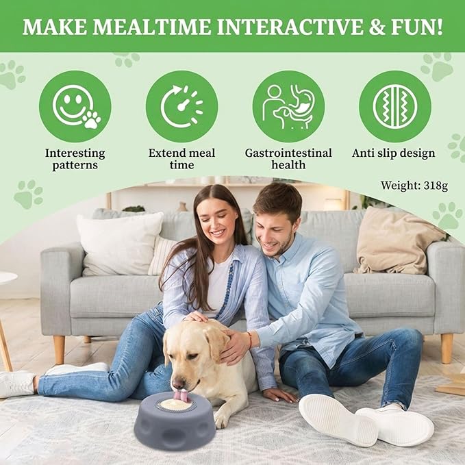 Lick Ball for Dogs - Slow Feeder Dog Bowls with Lick Ball, Anxiety Relief Licking Toy, Non-Slip Dog Lick Bowl Treat Dispenser for Dogs & Cats - Blue