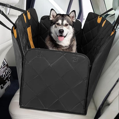 Dog Car Seat Cover, Dog Cover for Back Seat with Breathable Mesh, 2 Storage Pockets, 2 Side Straps, Dog Seat Cover Hammock for Cars, Trucks & SUVs (Large Size)