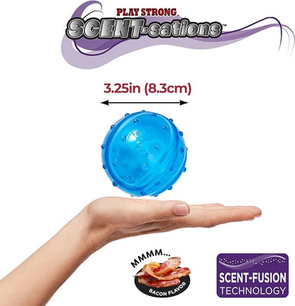 SPOT Play Strong Scent-sations Ball - Scent-Infused, Strong, Durable TPR Rubber, Heavy Duty Dog Toys for Aggressive Chewers up to 45lbs, Perfect for Puppies & Medium Breeds, 3.25in, Bacon Flavored