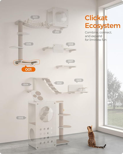 Feandrea Clickat Collection - No.001 Cat Hammock, Extremely Quick Assembly, Unlimited Expandability, Replaceable Module and Fabric, Wall-Mounted Cat Hammock Bed