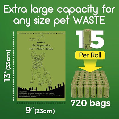 ATIFBOP Biodegradable Dog Poop Bags 720 Count 48 Rolls, Leak Proof and Thicken Pet Poop Bag (Scented)