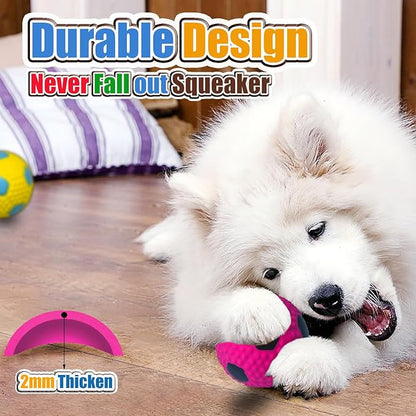 Squeaky Dog Toys for Medium Dogs 4pcs, 2.6 Inch Latex Squeak Dog Balls - Soft Bouncy Fetch & Chew Toys for Medium and Large Breeds Like Beagle, Border Collie, Samoyed, Husky, Labrador