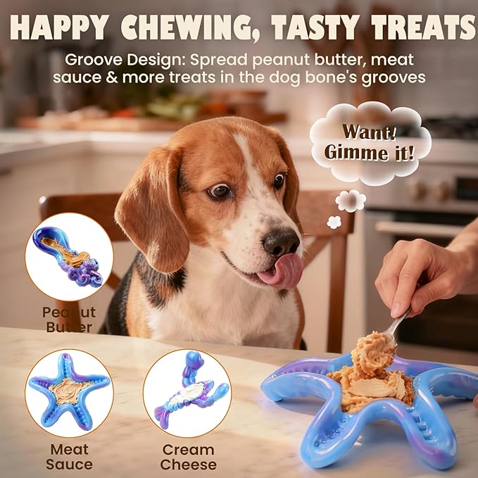 Dog Toys for Aggressive Chewers: 3 Pack Indestructible Dog Toys for Large Dogs, Bacon Flavored Dog Chew Toy, Durable Nylon Chew Toys for Dogs, Reduce Boredom, Teeth Cleaning, Keep Them Busy