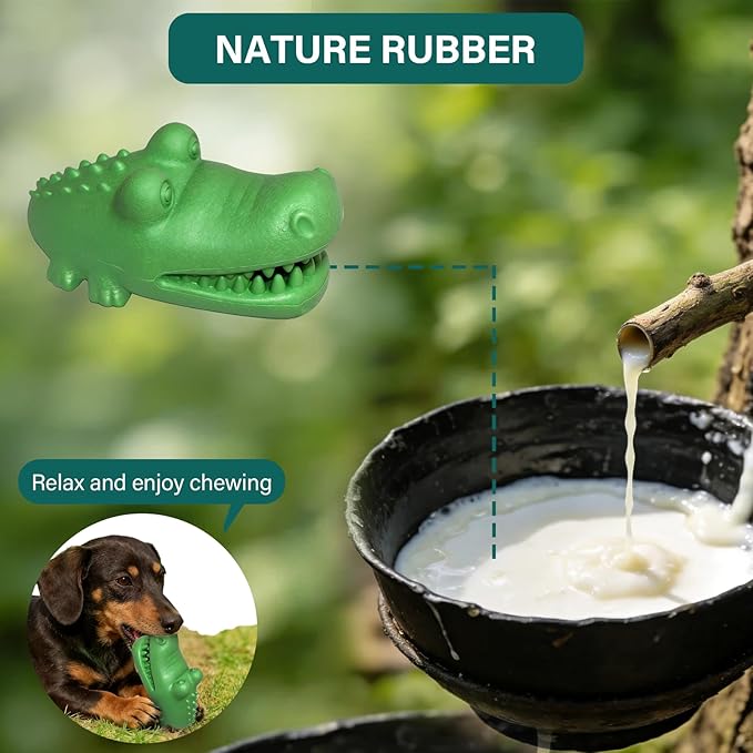 Treat Dispensing Dog Toys - Durable Dog Toys for Aggressive Chewers, Nature Rubber Chew Toy for Medium & Large Dogs, Relieve Boredom Separation Anxiety & Clean Teeth, Dishwasher Safe