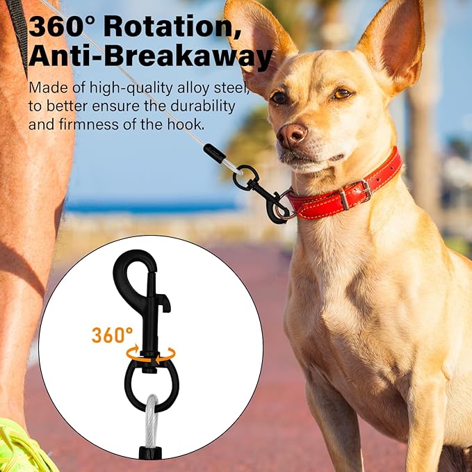 5FT Heavy Duty Dog Leash for Large Dogs, Metal Chew Proof Dog Leash with Comfortable Leather Padded Handle, Stainless Steel Leash for Control Medium Small Dogs Training Walk Run -Silver(5FT)