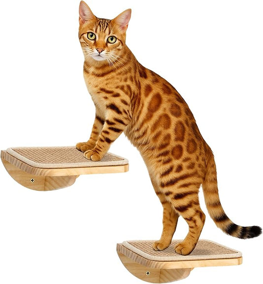 Wood Cat Wall Shelves with Sisal Mat – Cats Wall Furniture Steps for Large Cats, Perfect for Play and Vertical Movement