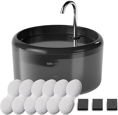 Cat Water Fountain for Cats Inside: Pet Water Fountain - Auto Cat Drinking Fountain - Faucet Pet Water Dispenser with LED Light - Silent Water Bowls for Small Animal - 80oz/2.4L Waterer with 9 filters